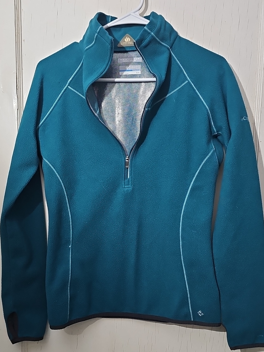 Columbia Womens Teal Half-Zip Fleece Pullover- Omni-heat Thermal Comfort